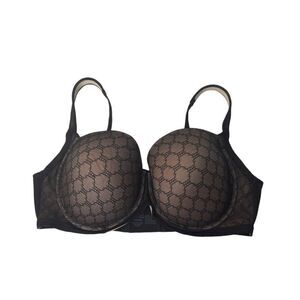 Soma Stunning Support Geo Lace Full Coverage Bra 38DD Black & Beige